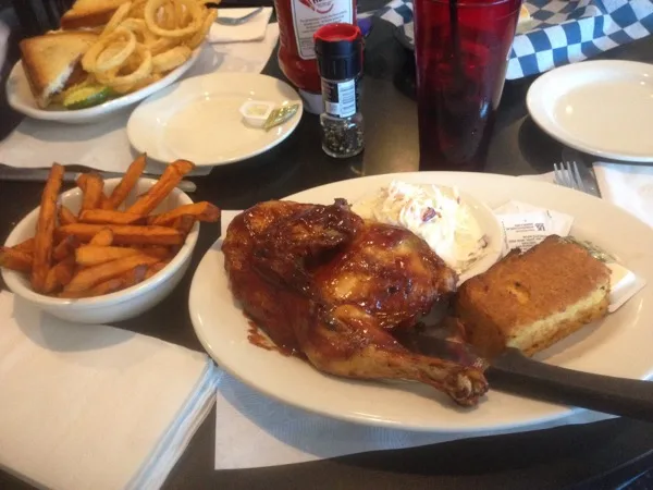 BBQ chicken with sweet potato fries